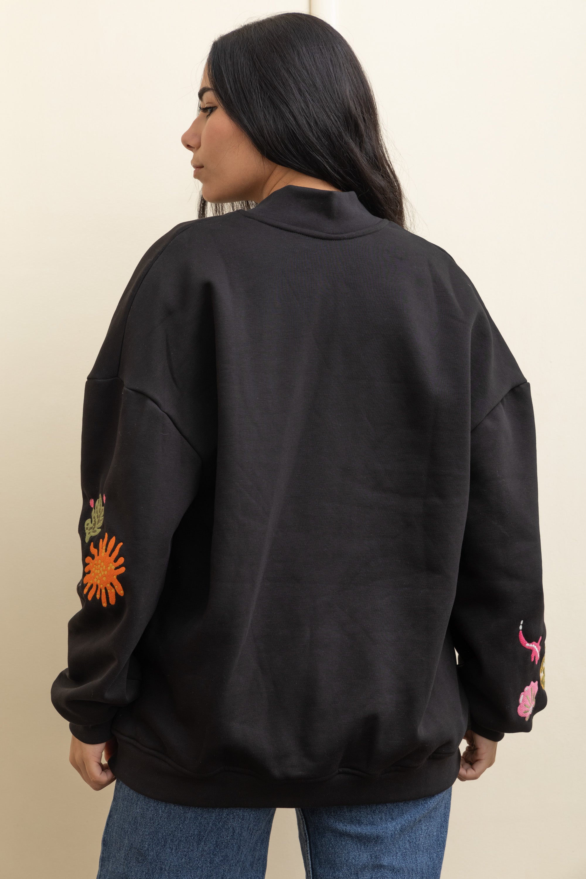 Image of Black Casual Cool Oversized Cotton Jacket
